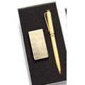 Gold Gilt Plated Money Clip with Matching Ball Point Pen in 2-Piece Box